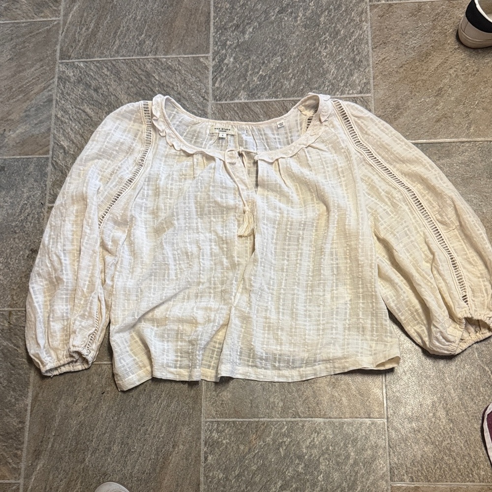Max Studio Cream Textured Blouse